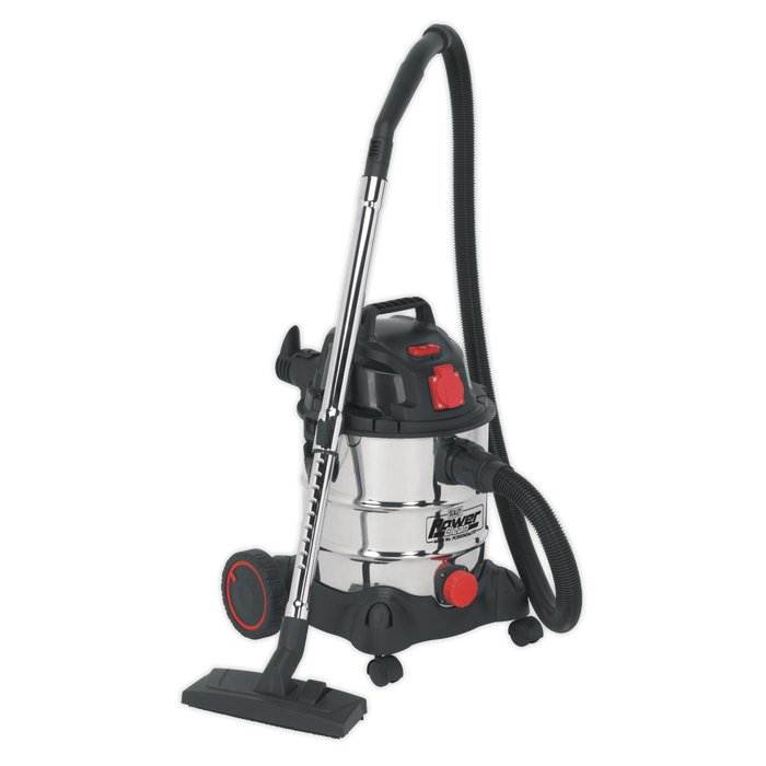 Sealey PC200SDAUTO Industrial Wet & Dry Vacuum Cleaner 20L 1400W 230V Stainless Drum Auto Start, Re-Boxed, Grade A, 12 Months Warranty