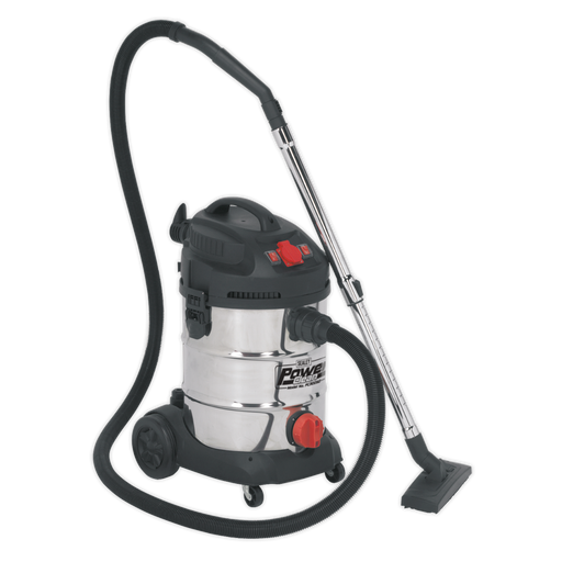 Sealey PC300SDAUTO Vacuum Cleaner Industrial 30L 1400W/230V Stainless Drum Auto Start, Re-Boxed, Grade A, 12 Months Warranty