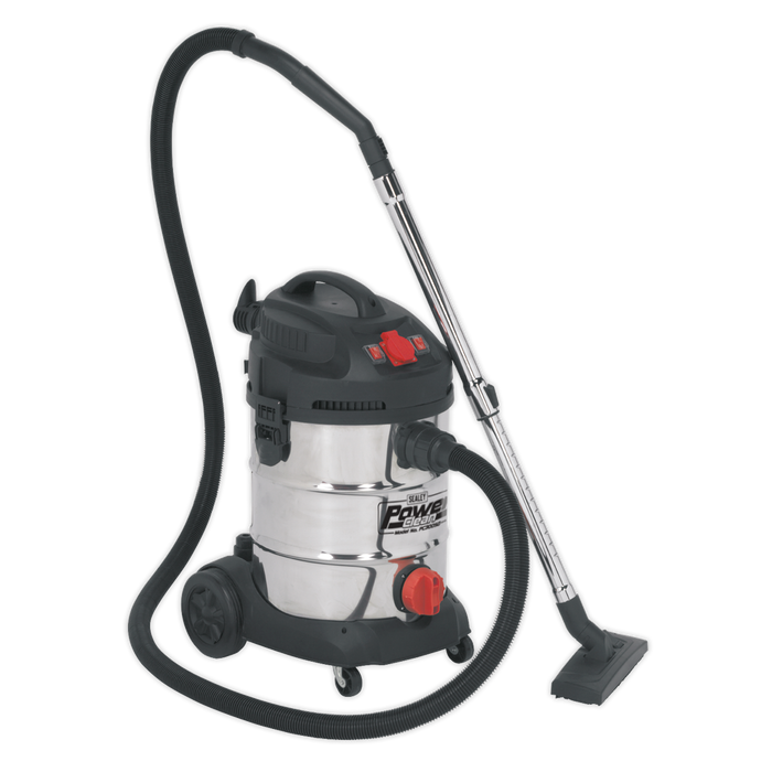 Sealey PC300SDAUTO Vacuum Cleaner Industrial 30L 1400W/230V Stainless Drum Auto Start, Re-Boxed, Grade A, 12 Months Warranty