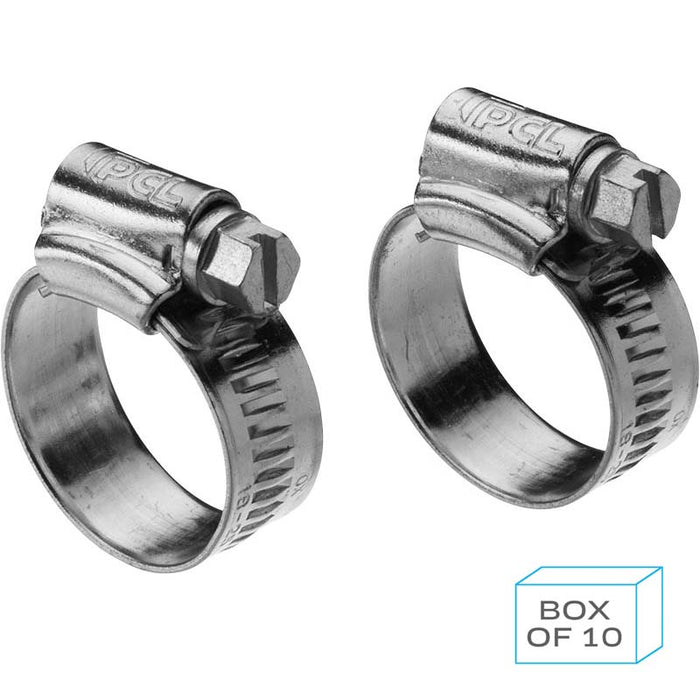 PCL PC1825 Worm Drive Hose Clip (18-25mm), Mild Steel Zinc Plated (Supplied in a Box of 10)