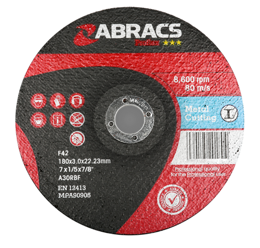 Abracs ProFlex DPC Metal Cutting Discs, 178mm x 3mm x 22mm - Pack of 25, PF17830DM