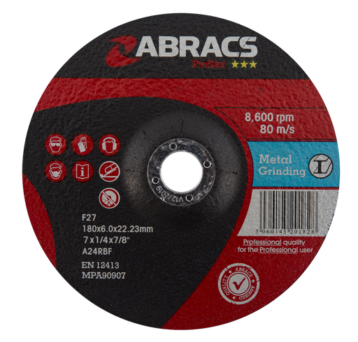 Abracs ProFlex DPC Metal Grinding Discs, 178mm x 6mm x 22mm - Pack of 25, PF17860DM