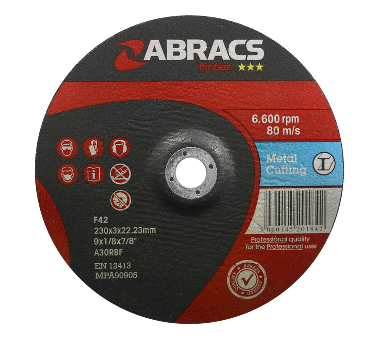 Abracs ProFlex DPC Metal Cutting Discs, 230mm x 3mm x 22mm - Pack of 25, PF23030DM