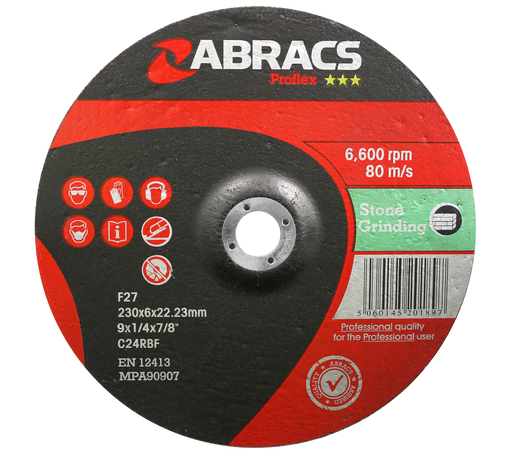 Abracs ProFlex DPC Stone Grinding Discs, 230mm x 6mm x 22mm - Pack of 25, PF23060DS