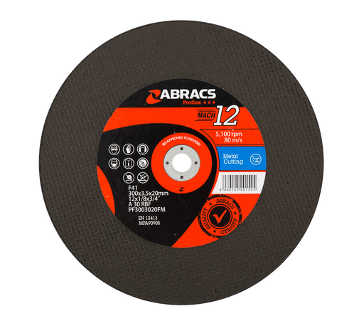 Abracs ProFlex Flat Metal Cutting Discs, 300mm x 3.5mm x 20mm - Pack of 25, PF3003020FM