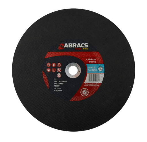 Abracs ProFlex Flat Metal Cutting Discs, 350mm x 2.8mm x 25mm - Pack of 25, PF3502825FM