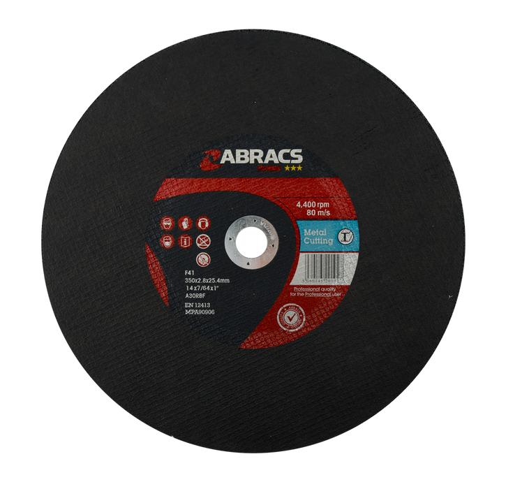 Abracs ProFlex Flat Metal Cutting Discs, 350mm x 2.8mm x 25mm - Pack of 25, PF3502825FM