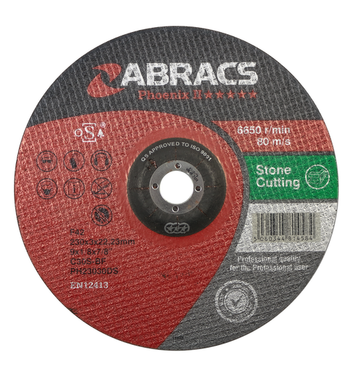 Abracs Phoenix II DPC Stone Cutting Discs, 230mm x 3mm x 22mm - Pack of 25, PH23030DS