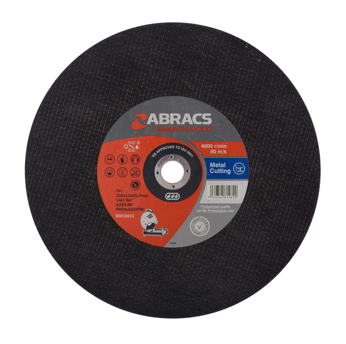 Abracs Phoenix Chop Metal Cutting Discs, 350mm x 2.5mm x 25mm - Pack of 25, PH3502525FM