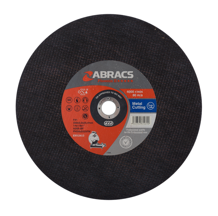 Abracs Phoenix Chop Metal Cutting Discs, 350mm x 2.5mm x 25mm - Pack of 25, PH3502525FM