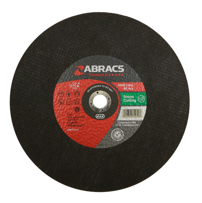 Abracs Phoenix II Flat Stone Cutting Discs, 350mm x 3mm x 25mm - Pack of 25,PH3503025FS