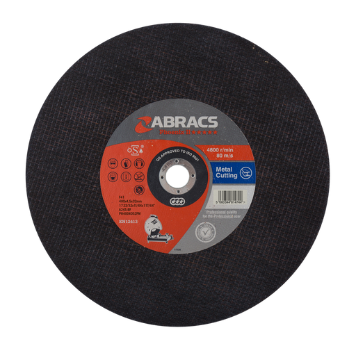 Abracs Flex-CO Flat Metal Cutting Discs, 400mm x 4.0mm x 32mm - Pack of 10, PH4004032FM
