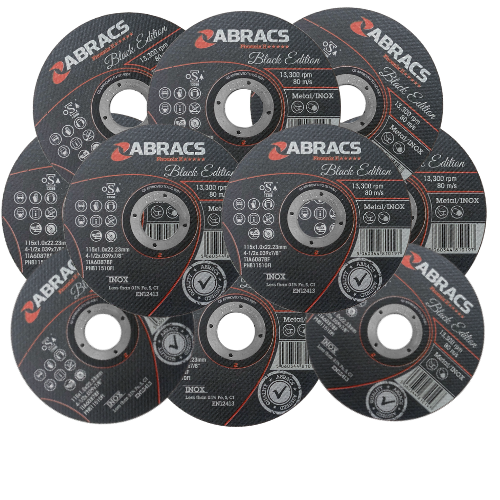 Abracs Black Edition Inox - Tin Cutting Discs, 115mm x 1.0mm x 22mm - Pack of 10, PHB11510FI