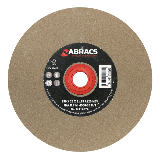 Abracs AL/OX Grind Wheel, 150mm x 25mm x 120g, PHGW15025A120