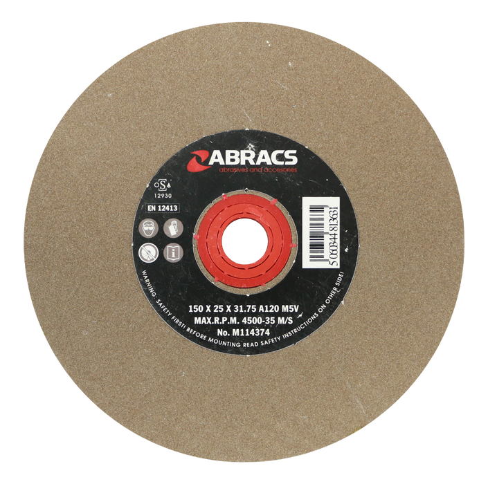 Abracs AL/OX Grind Wheel, 150mm x 25mm x 120g, PHGW15025A120