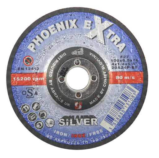 Abracs Silver DPC Inox Cutting Discs, 100mm x 6mm x 16mm - Pack of 10, PHS10060DI