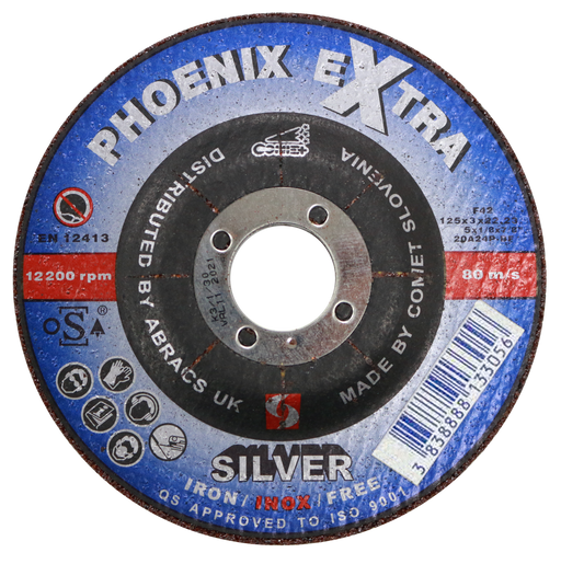 Abracs Silver DPC Inox Cutting Discs, 125mm x 3mm x 22mm - Pack of 25, PHS12530DI