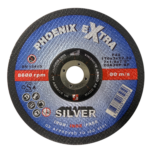 Abracs Silver DPC Inox Cutting Discs, 178mm x 3mm x 22mm - Pack of 25, PHS17830DI