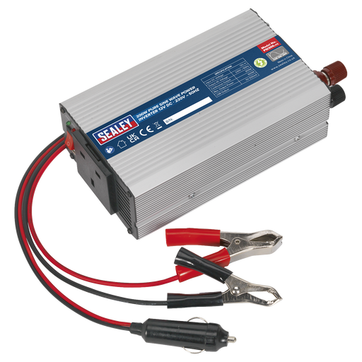 Sealey PSI300 Power Inverter Pure Sine Wave 300W 12V DC - 230V ~ 50Hz