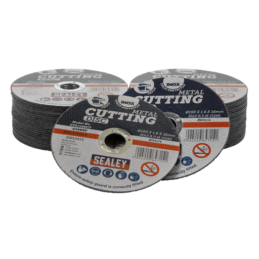 Sealey Cutting Discs, Ø100 x 1.6mmØ 16mm Bore - Pack of 50, PTC/100CT50