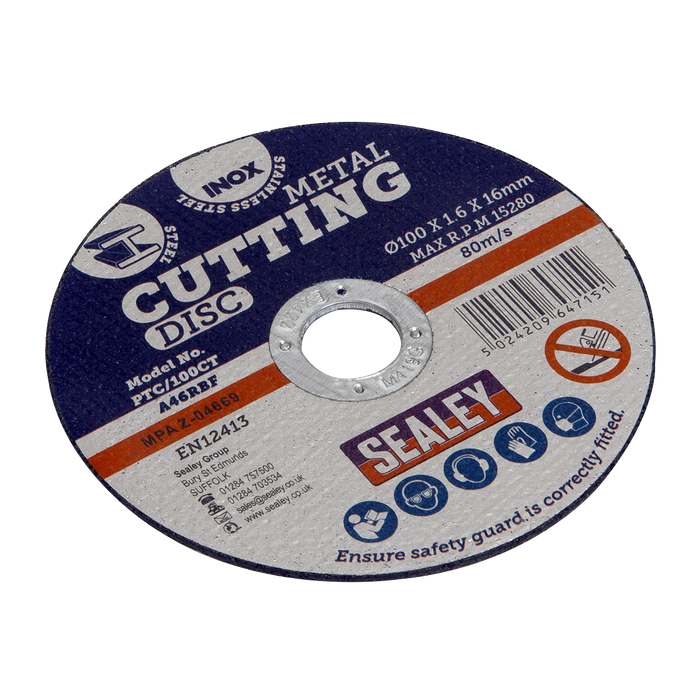 Sealey Cutting Disc, Ø100 x 1.6mm 16mm Bore, PTC/100CT