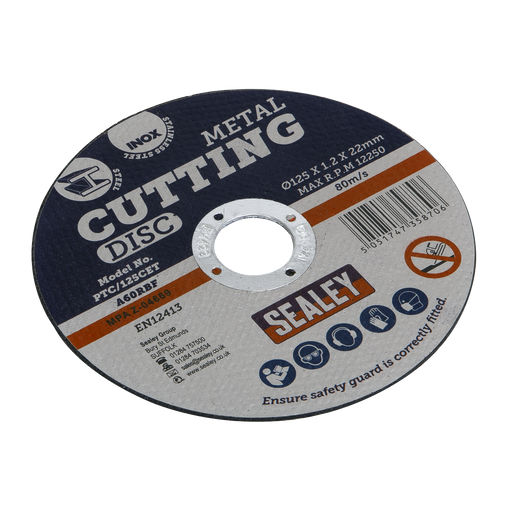 Sealey Cutting Disc, Ø125 x 1.2mm 22mm Bore, PTC/125CET