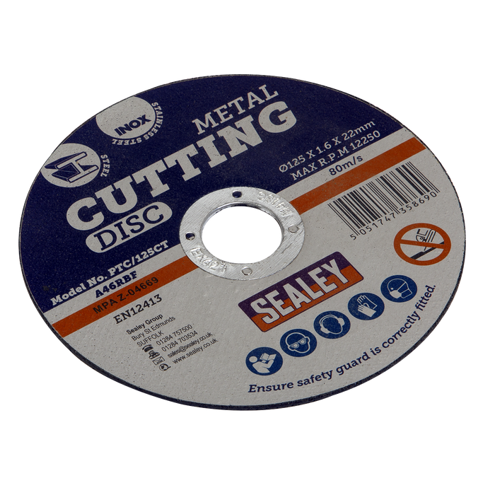 Sealey Cutting Disc, Ø125 x 1.6mm 22mm Bore, PTC/125CT