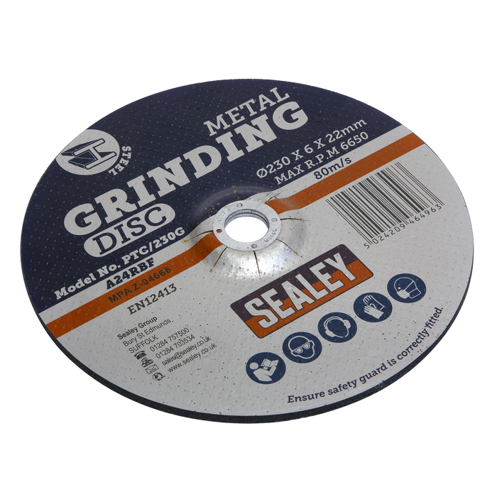 Sealey Grinding Disc, Ø230 x 6mm 22mm Bore, PTC/230G