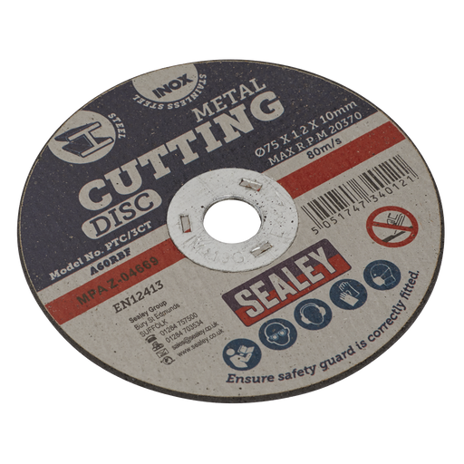 Sealey Cutting Disc, Ø75 x 1.2mm 10mm Bore, PTC/3CT