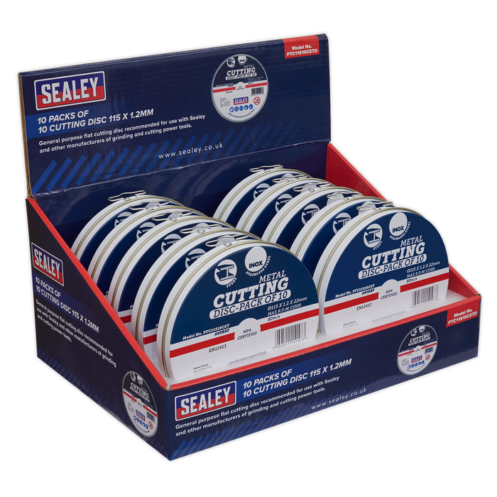 Sealey Cutting Discs, Countertop Display, 115 x 1.2mm - Packs of 10, PTC11510CETD