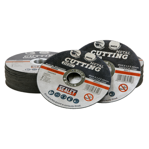 Sealey Cutting Discs, Ø115 x 1.2mm Ø22mm Bore - Packof50, PTC115CET50
