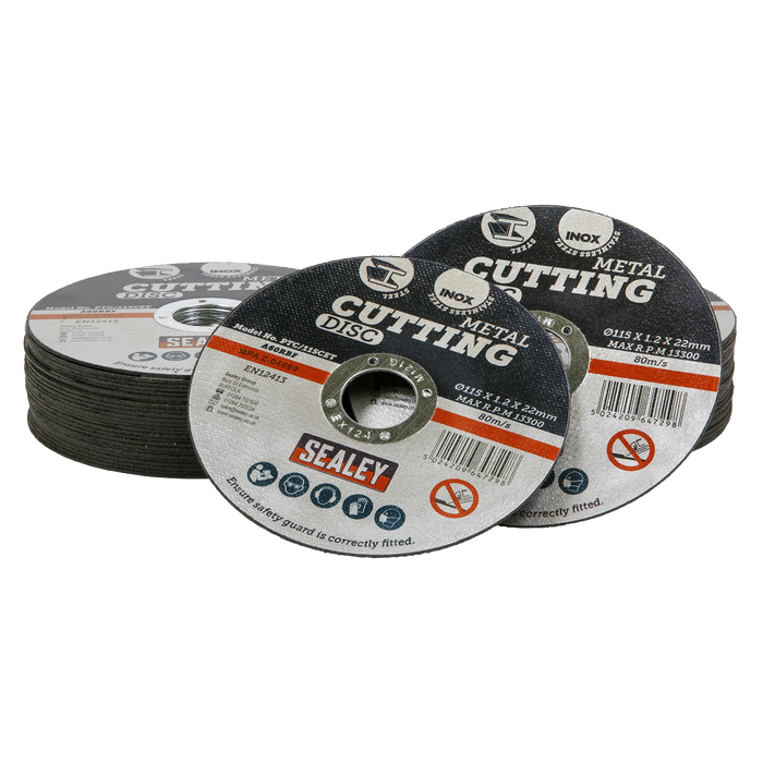 Sealey Cutting Discs, Ø115 x 1.2mm Ø22mm Bore - Packof50, PTC115CET50