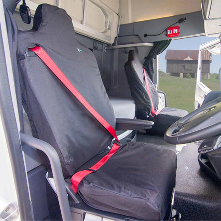 Seat Cover For Renault Truck T Range, C Range, K Range - Driver & Passenger Seat with Fixed Headrest, Town & Country - REN01BLK+REN02BLK