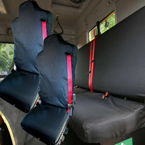 Seat Cover For Renault D Range - Front & Rear Set with Single Passenger Seat, Town & Country - REN03BLK+REN03BLK+RENR14BLK