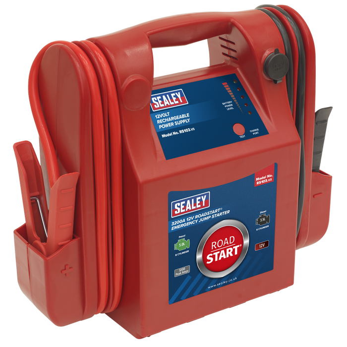 Sealey RS103 RoadStart® Emergency Jump Starter 12V 3200 Peak Amps, Refurbished, Grade C, 6 Months Warranty