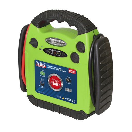 Sealey RS1312HV RoadStart® Emergency Jump Starter 12V 900 Peak Amps Hi-Vis Green