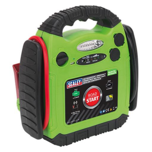 Sealey RS1322HV RoadStart® Emergency Jump Starter with Air Compressor 12V 900 Peak Amps