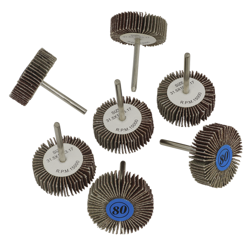 Sealey Rotary Tool Flap Wheels - Set 7Pcs, Ø30mm, RTA7FW