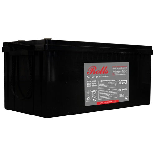 Rolls R12-200AGM AGM R Series 12V Deep Cycle Battery 200Ah, 1 Year Warranty