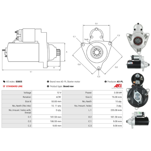 Starter Motor for DELCO, Ref - DS8100