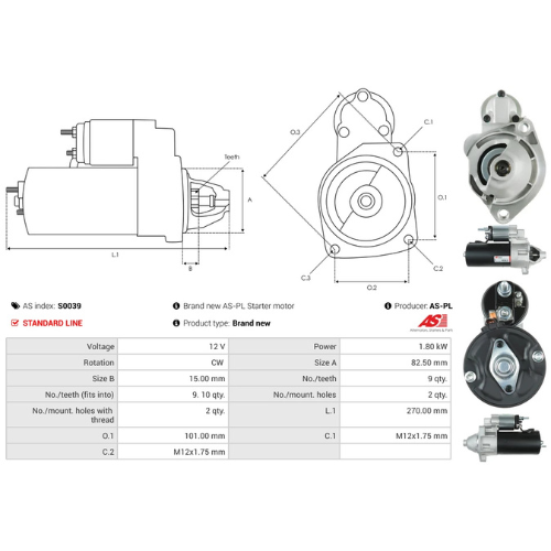 Starter Motor Fits Multicar Model M25 1.9