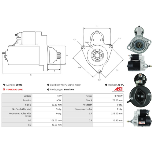 Starter Motor Fits Porsche Model 914 2