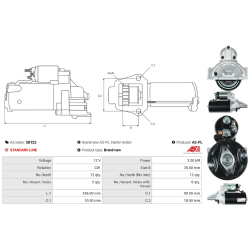 Starter Motor Fits Ford Model TOURNEO CUSTOM V362 Bus (F3) 2.2 TDCi