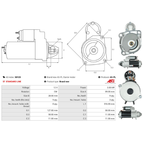 Starter Motor for BOSCH, Ref - 1986S10048