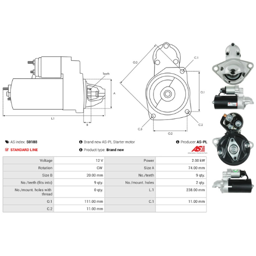 Starter Motor Fits Caterpillar Model 216 2.2