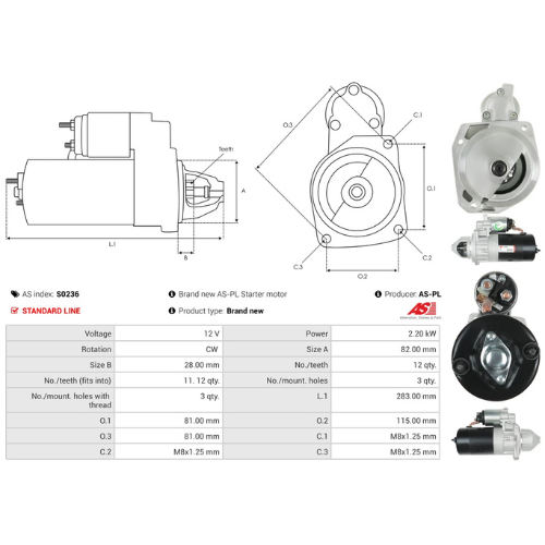 Starter Motor Fits Talbot Model Express 2.5 Diesel 4x4