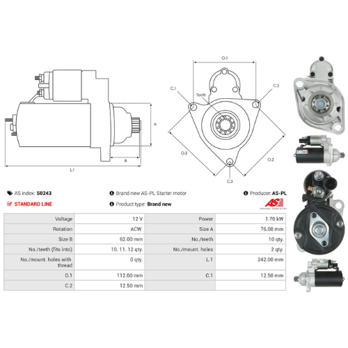 Starter Motor Fits Volvo Model FM II FM 460 1.6