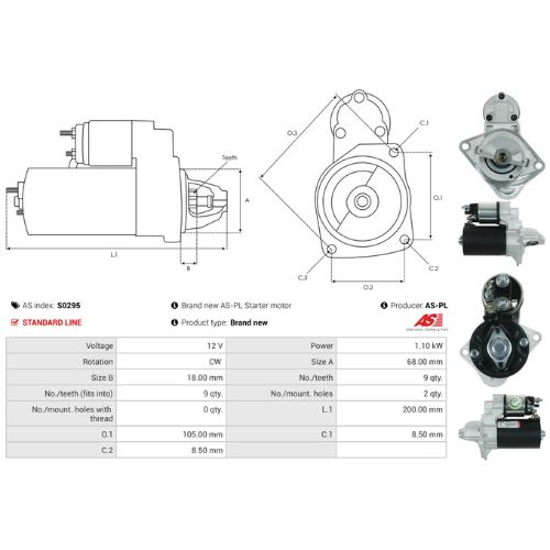 Starter Motor Fits Chevrolet Model AVEO Hatchback (T300) 1.2 LPG