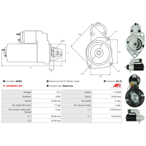 Starter Motor Fits Lombardini Model Engine 0.4