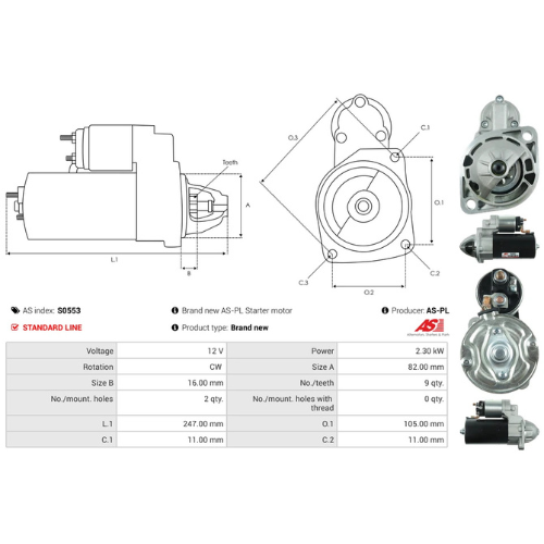 Starter Motor Fits Vm Model R754EU ES 230